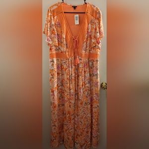 NWT Torrid peach crochet floral print long dress torrid size 2